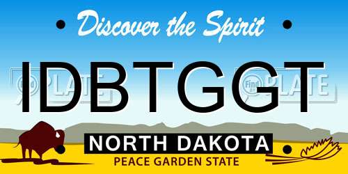 IDBTGGT North Dakota License Plate