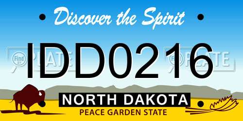 IDD0216 North Dakota License Plate