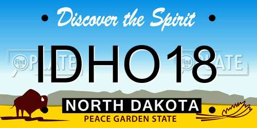 IDHO18 North Dakota License Plate