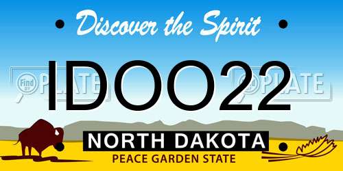 IDOO22 North Dakota License Plate