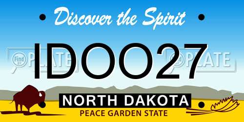 IDOO27 North Dakota License Plate