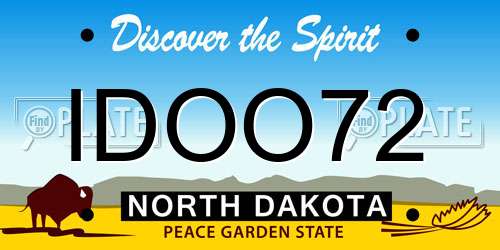 IDOO72 North Dakota License Plate