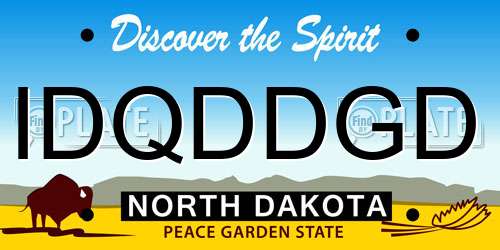 IDQDDGD North Dakota License Plate