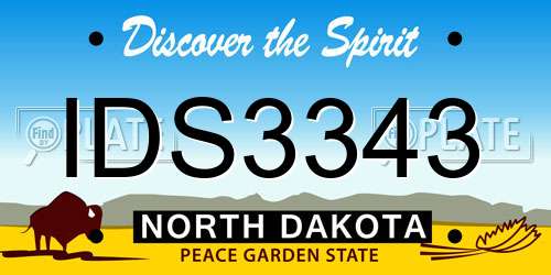 IDS3343 North Dakota License Plate