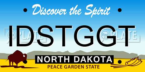 IDSTGGT North Dakota License Plate