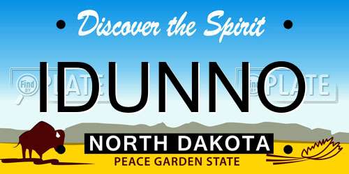 IDUNNO North Dakota License Plate