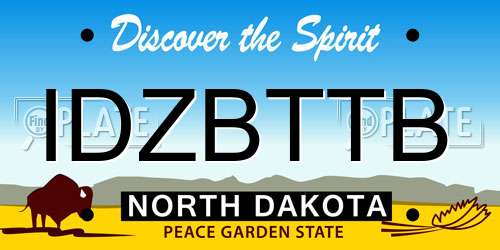 IDZBTTB North Dakota License Plate