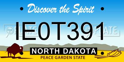 IE0T391 North Dakota License Plate