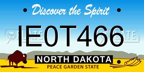 IE0T466 North Dakota License Plate