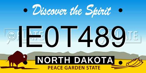 IE0T489 North Dakota License Plate