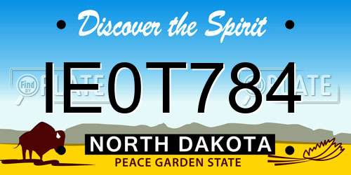 IE0T784 North Dakota License Plate