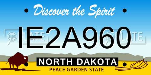 IE2A960 North Dakota License Plate