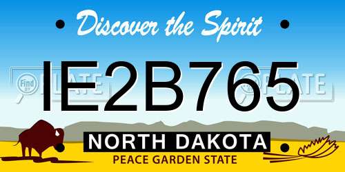 IE2B765 North Dakota License Plate