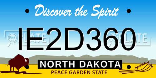 IE2D360 North Dakota License Plate