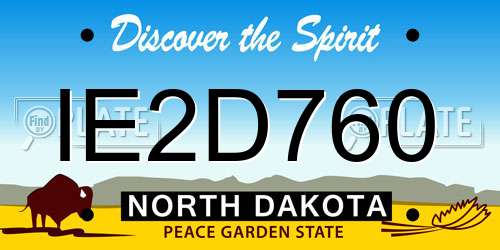 IE2D760 North Dakota License Plate
