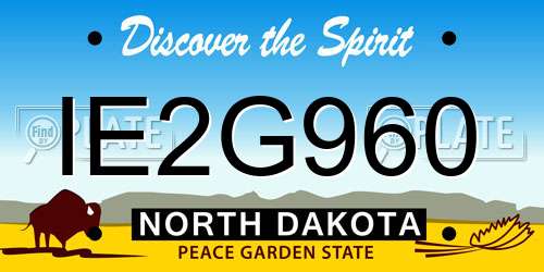 IE2G960 North Dakota License Plate