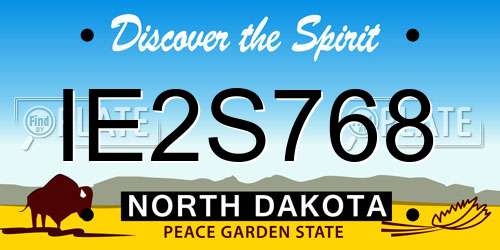 IE2S768 North Dakota License Plate