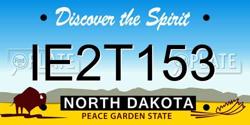 IE2T153 North Dakota License Plate