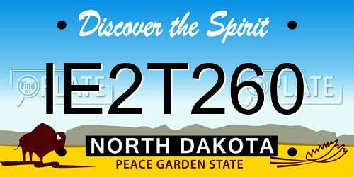 IE2T260 North Dakota License Plate