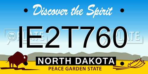 IE2T760 North Dakota License Plate