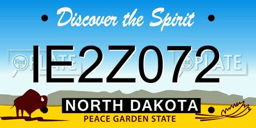 IE2Z072 North Dakota License Plate