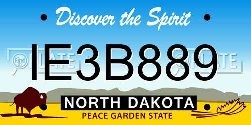 IE3B889 North Dakota License Plate