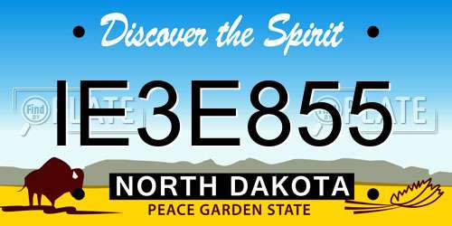IE3E855 North Dakota License Plate