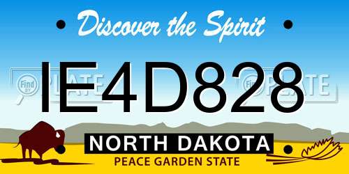 IE4D828 North Dakota License Plate