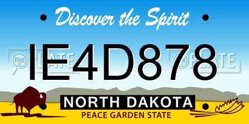 IE4D878 North Dakota License Plate