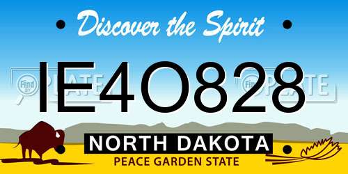 IE4O828 North Dakota License Plate