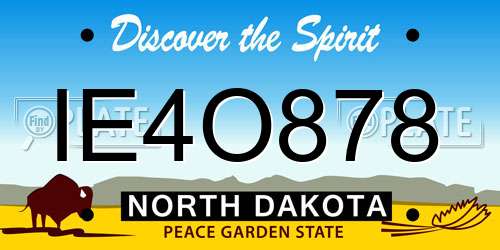 IE4O878 North Dakota License Plate