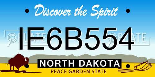 IE6B554 North Dakota License Plate