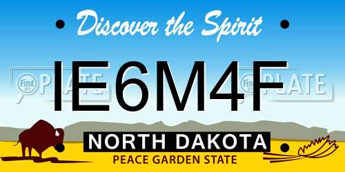 IE6M4F North Dakota License Plate