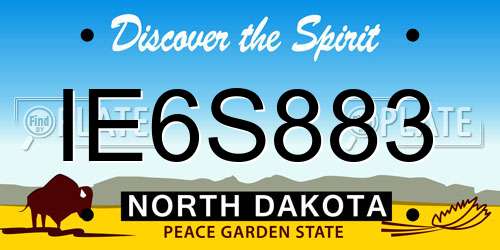 IE6S883 North Dakota License Plate