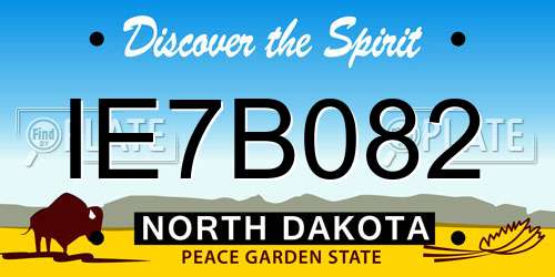 IE7B082 North Dakota License Plate