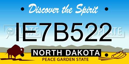 IE7B522 North Dakota License Plate