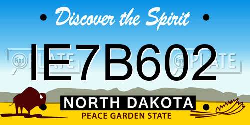 IE7B602 North Dakota License Plate