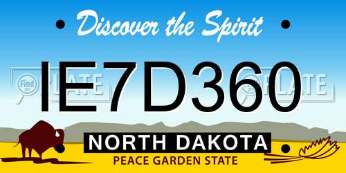 IE7D360 North Dakota License Plate