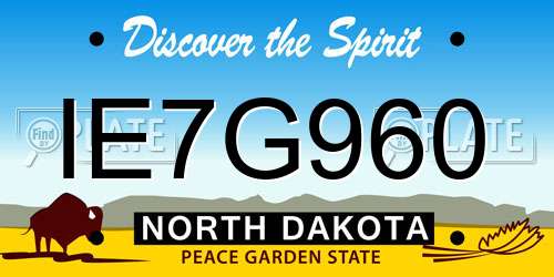 IE7G960 North Dakota License Plate