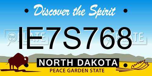 IE7S768 North Dakota License Plate