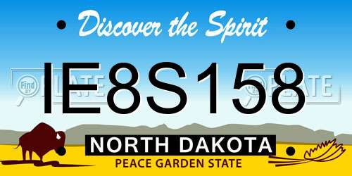 IE8S158 North Dakota License Plate