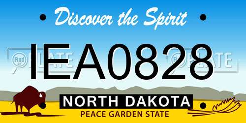 IEA0828 North Dakota License Plate