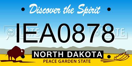 IEA0878 North Dakota License Plate