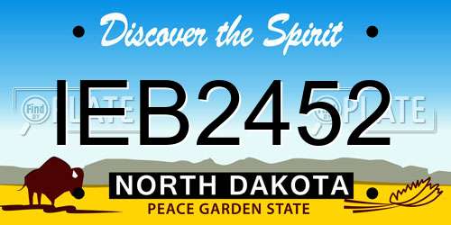 IEB2452 North Dakota License Plate