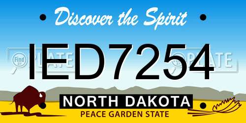 IED7254 North Dakota License Plate