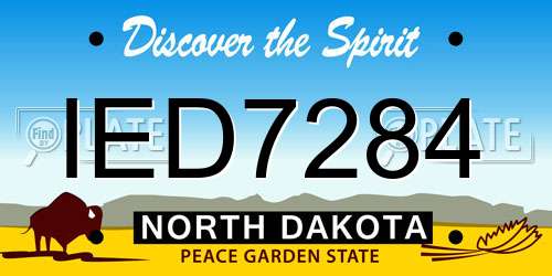 IED7284 North Dakota License Plate