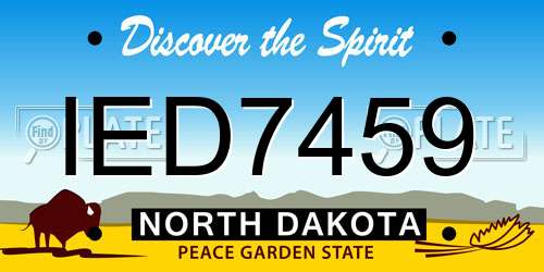 IED7459 North Dakota License Plate