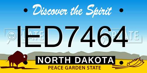 IED7464 North Dakota License Plate