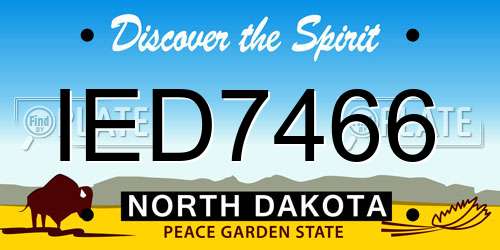 IED7466 North Dakota License Plate