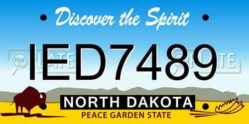 IED7489 North Dakota License Plate